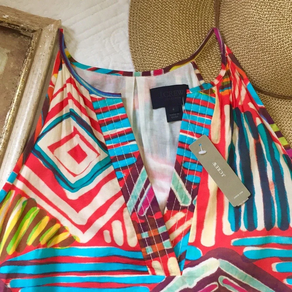 NWT J. Crew Geo Brush Stroke Sundress